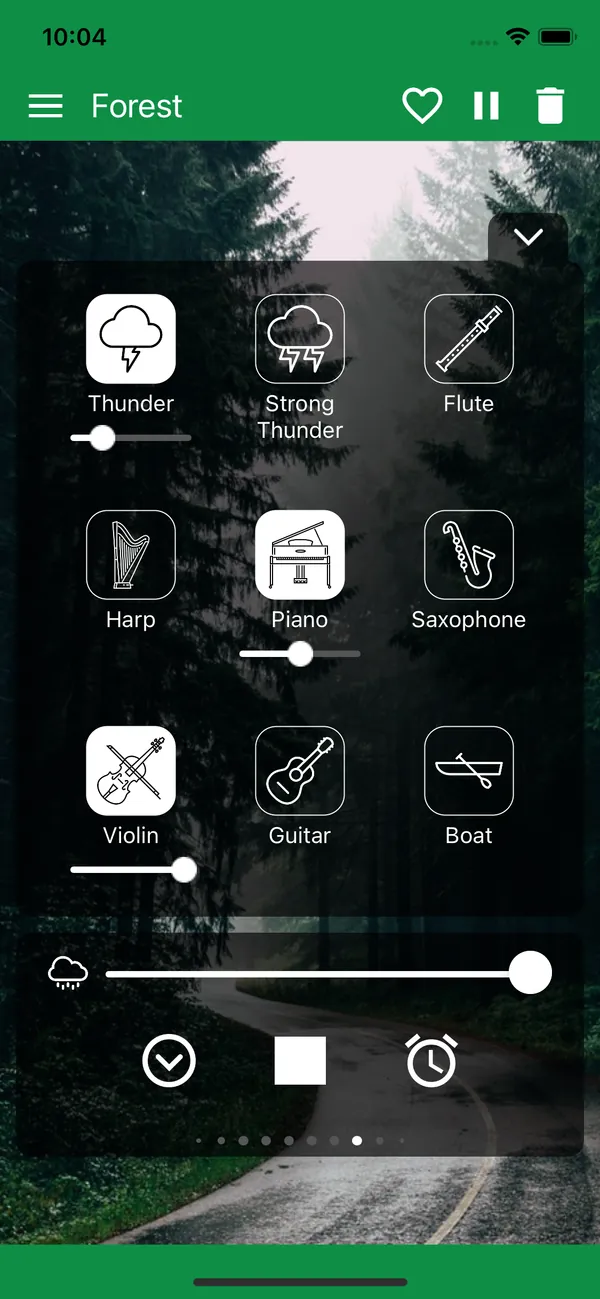 Mood: Rain Sounds Forest rain with thunder, piano and violin layered on top