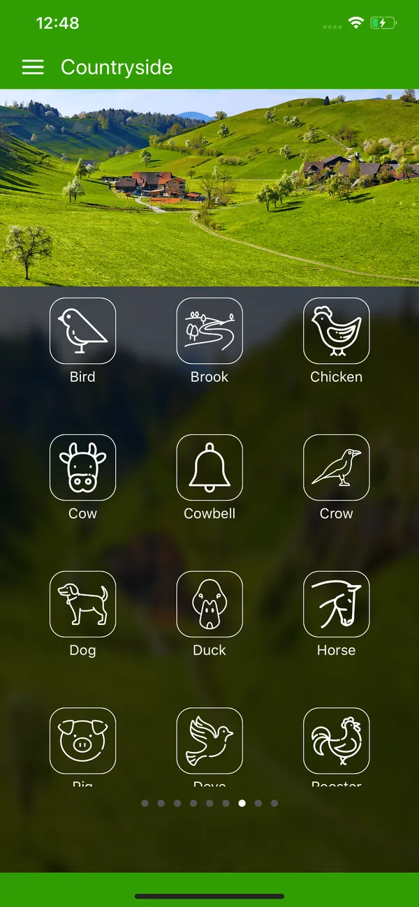 Countryside environment with farm animal and nature sounds